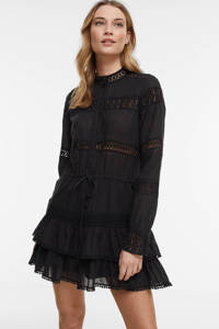 NIKKIE semi-transparante jurk Sadie met ruches zwart