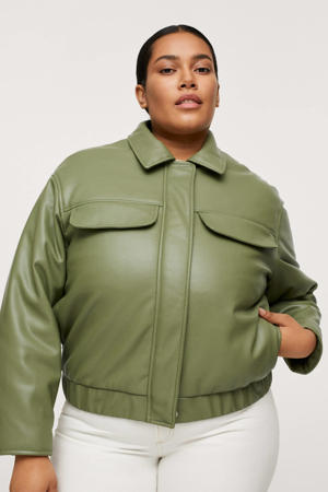coated gewatteerde jas groen