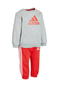 adidas Performance   joggingpak grijs melange/rood/wit