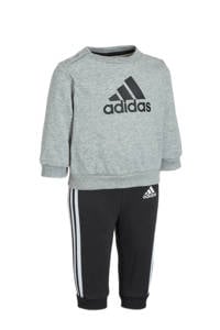 adidas Performance   joggingpak grijs melange/zwart/wit, Grijs melange/zwart/wit