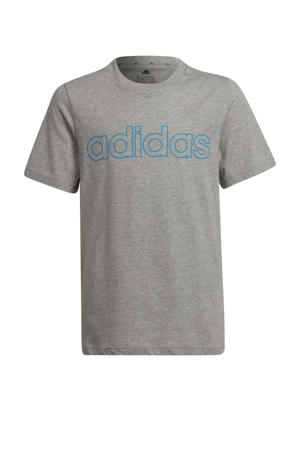   sport T-shirt grijs melange/blauw