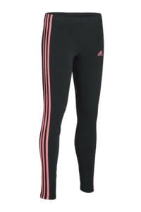 Zwart en roze meisjes adidas Performance sportlegging van katoen met slim fit, regular waist en logo dessin