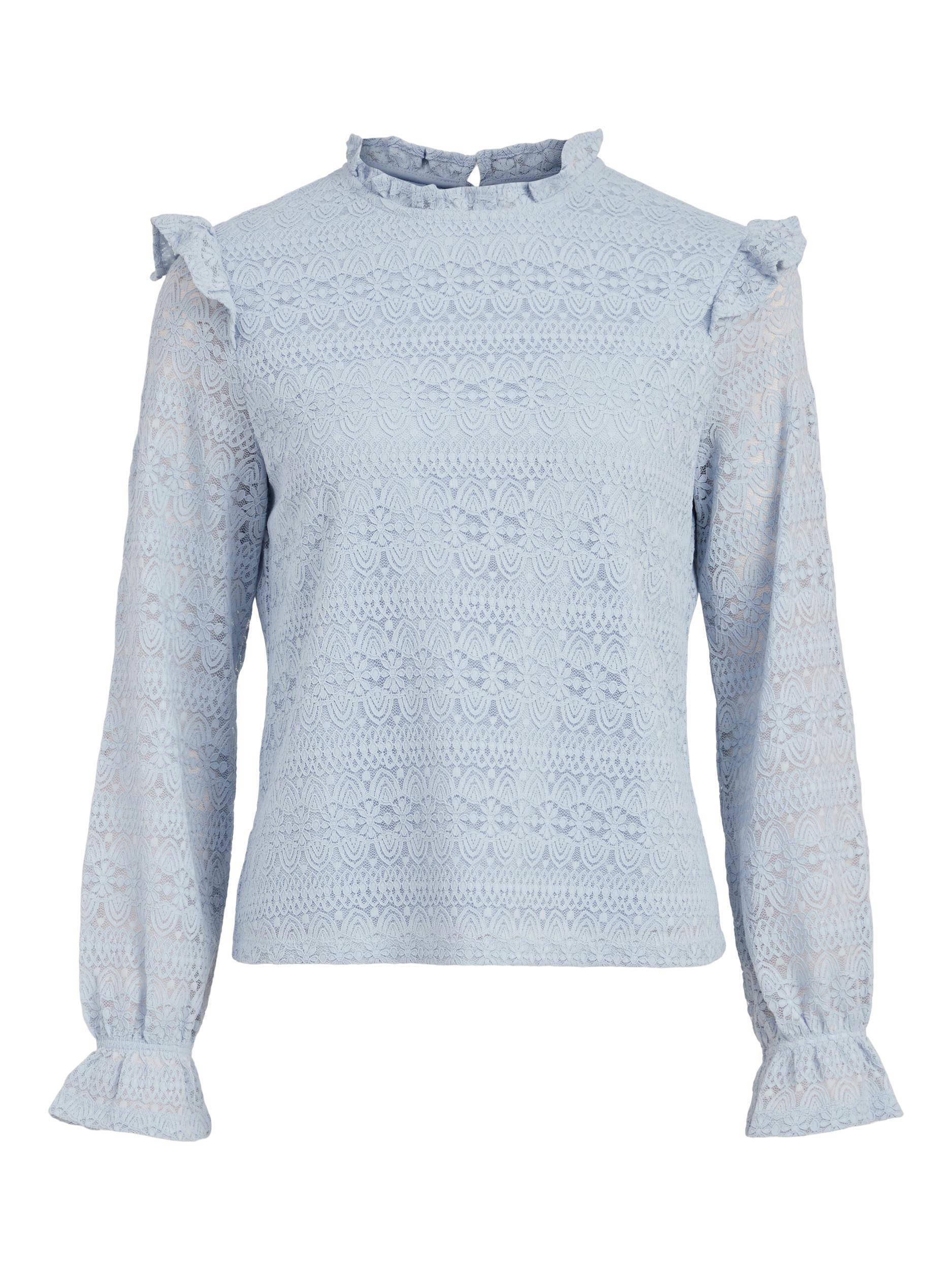 VILA top VICHIKKA met kant lichtblauw | wehkamp