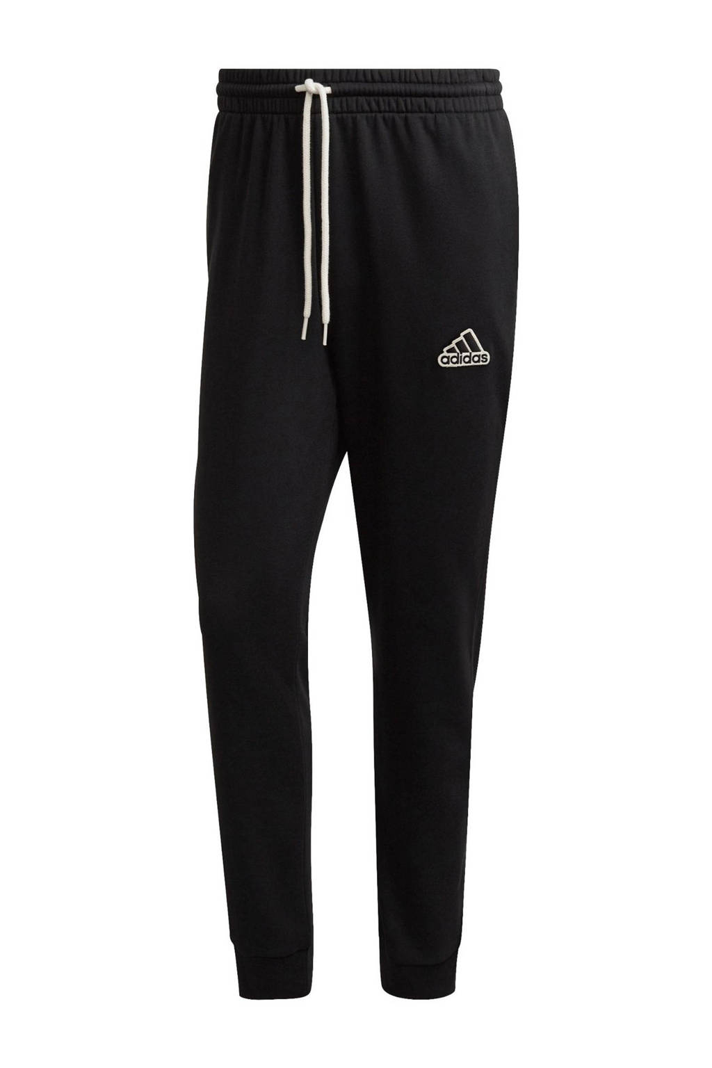 Zwarte heren adidas Performance joggingbroek van katoen met regular fit en elastische tailleband met koord