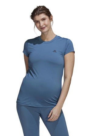 zwangerschaps sport T-shirt blauw/zwart