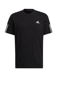 Zwart en grijze heren adidas Performance sport T-shirt van katoen met logo dessin, korte mouwen en ronde hals