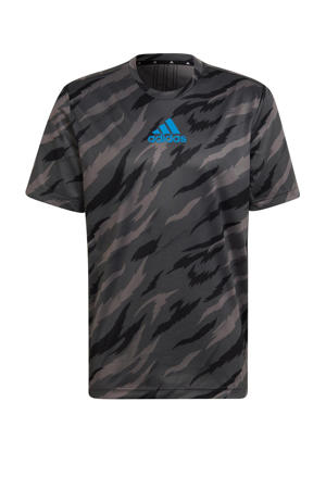   sport T-shirt grijs/kobaltblauw