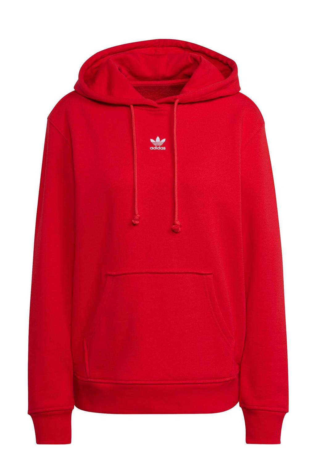 Rode dames adidas Originals hoodie van katoen met lange mouwen, capuchon en geribde boorden
