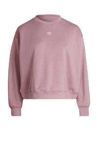 Roze dames adidas Originals Plus Size sweater van katoen met lange mouwen, ronde hals en geribde boorden