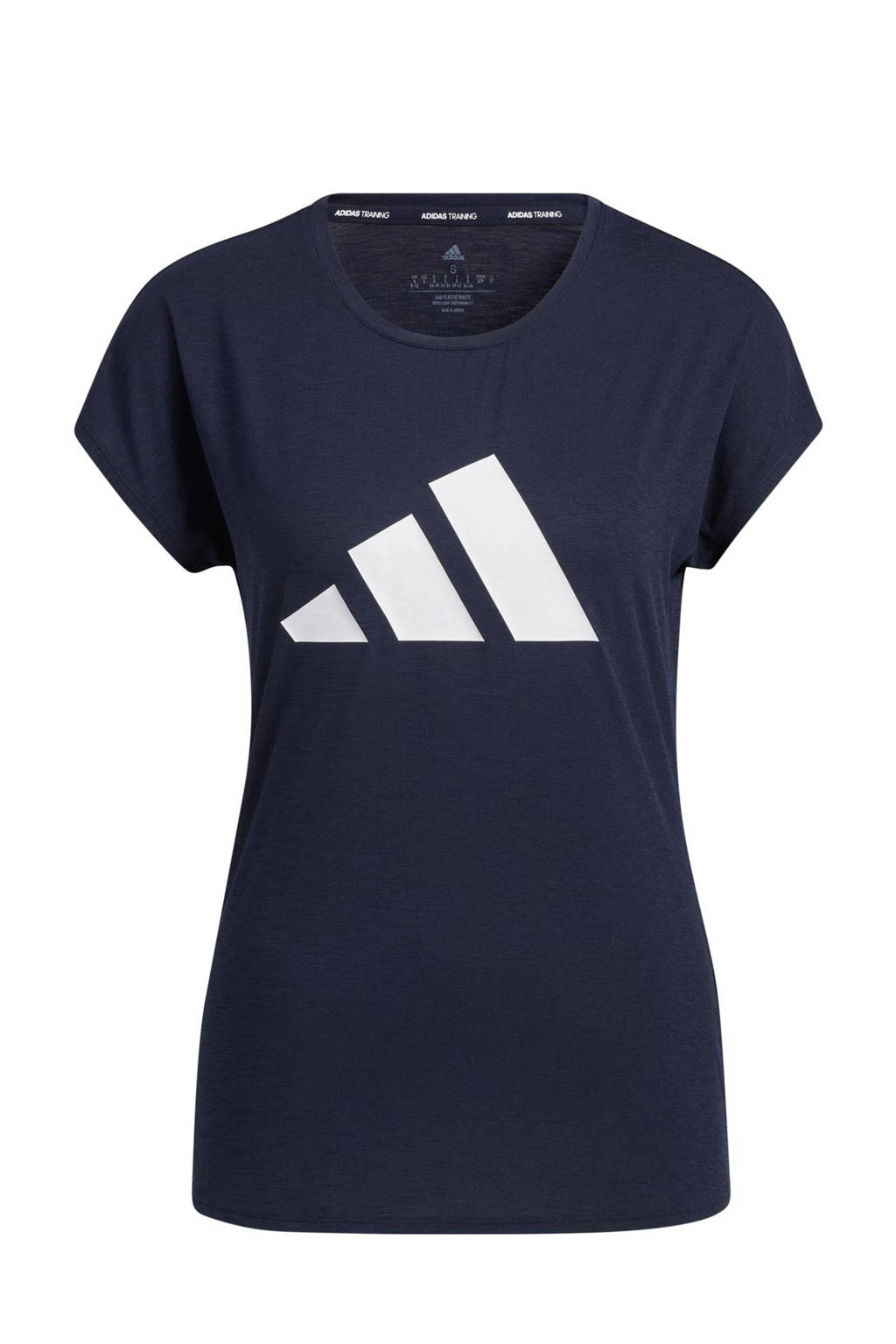 adidas Performance sport T-shirt donkerblauw/wit