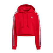 thumbnail: Rood en witte dames adidas Originals Adicolor hoodie van katoen met logo dessin, lange mouwen en capuchon