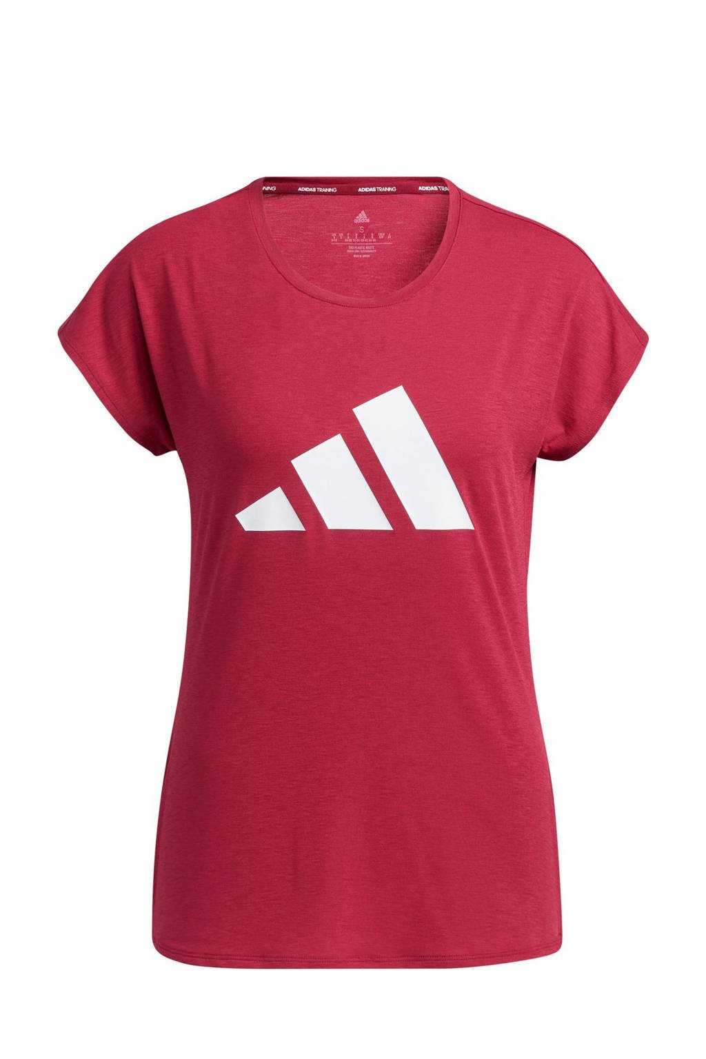 adidas Performance sport T-shirt donkerrood/wit