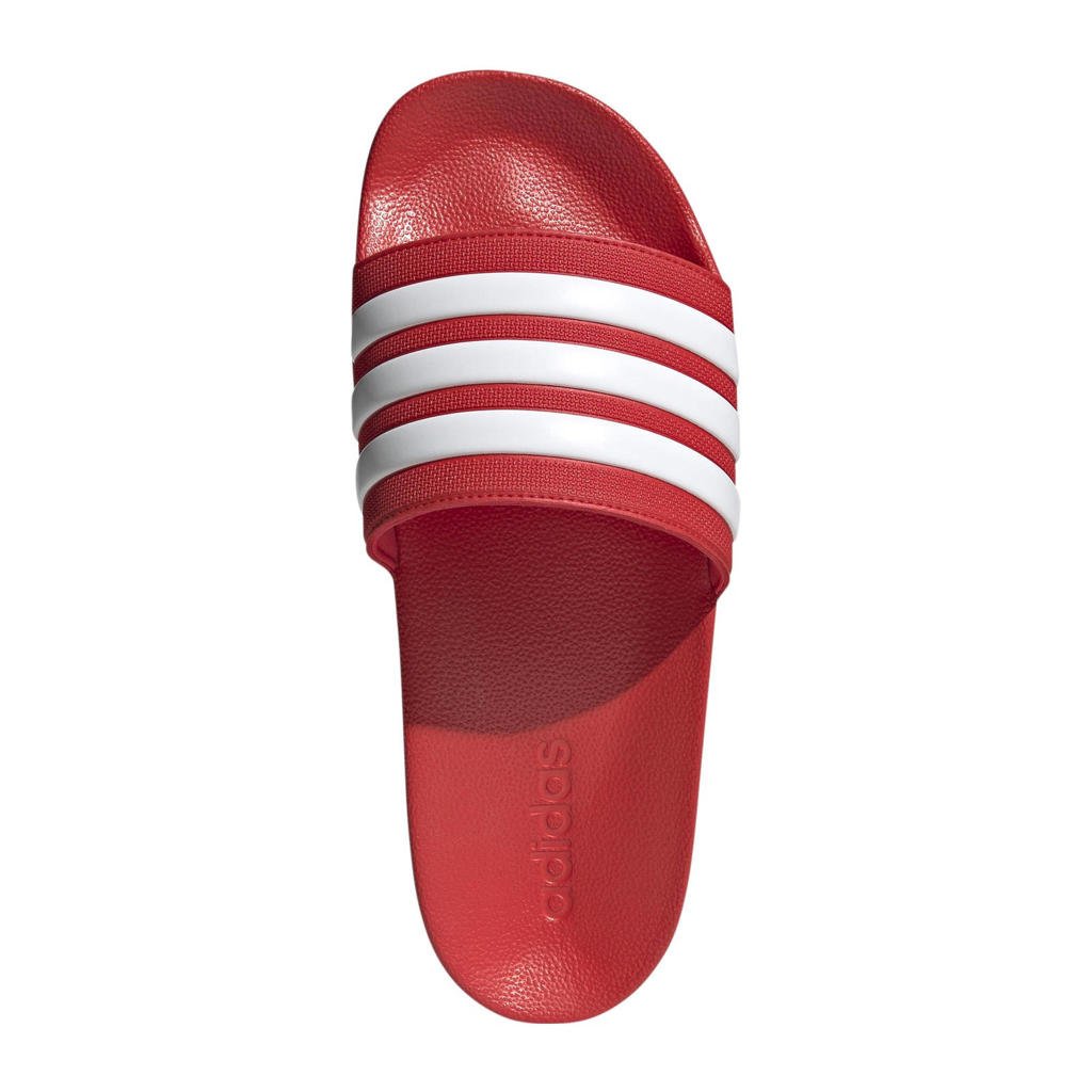 Rood en witte unisex adidas Sportswear Adilette Shower badslippers van rubber