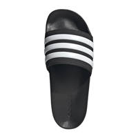 Zwart en witte unisex adidas Performance Adilette Shower badslippers van rubber met strepenprint