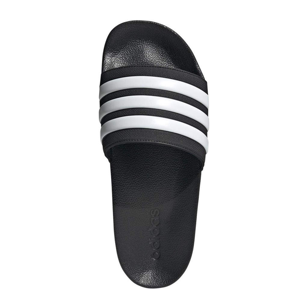 Zwart en witte unisex adidas Sportswear Adilette Shower badslippers van rubber