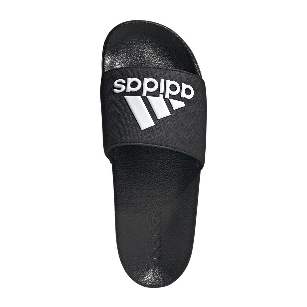 Zwart en witte unisex adidas Sportswear Adilette Shower badslipperss van rubber
