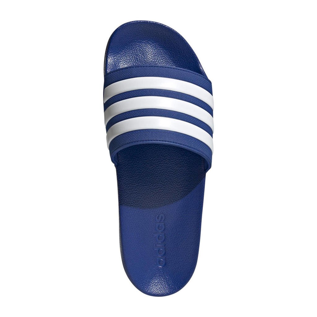 Kobaltblauw en witte unisex adidas Performance Adilette Shower badslippers Adilette Shower van rubber met logo