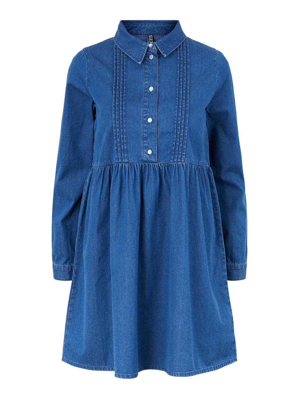 PIECES Curve spijkerjurk PCHEVA met plooien dark denim