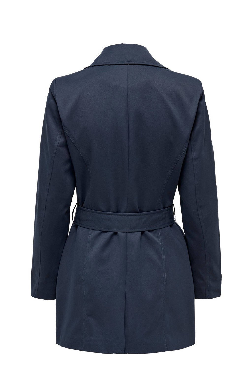 ONLY trenchcoat ONLVALERIE met ceintuur donkerblauw wehkamp