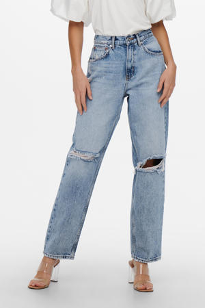 high waist straight fit jeans ONLROBYN medium blue denim