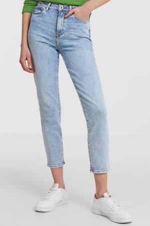 cropped high waist straight fit jeans ONLEMILY light blue denim regular
