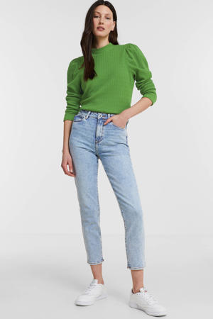 cropped high waist straight leg jeans ONLEMILY light blue denim regular