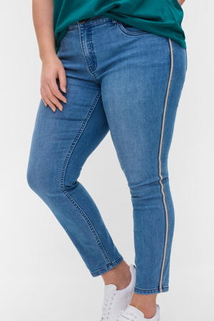 cropped slim fit jeans JLADAN SANNA  met zijstreep light denim