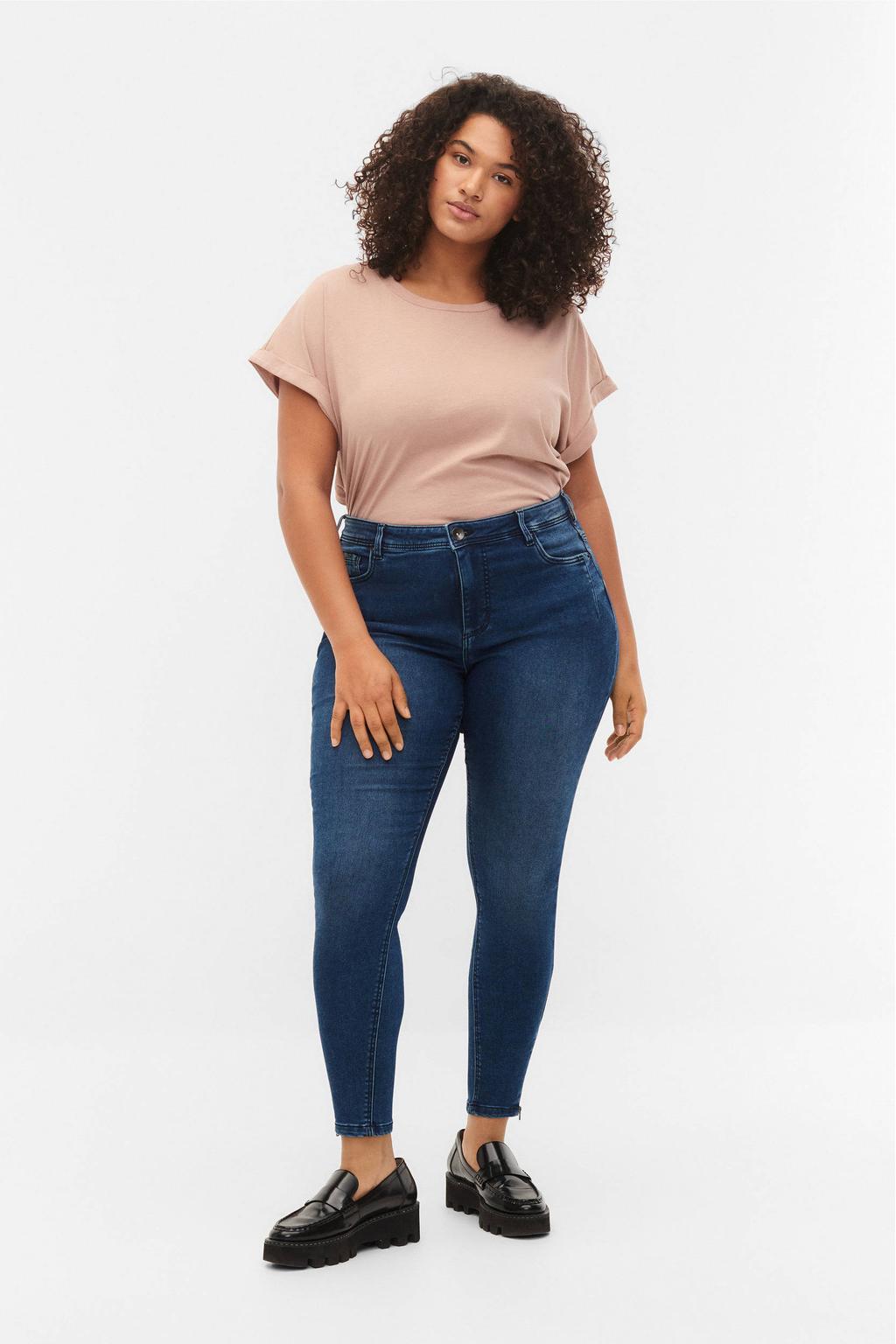 Zizzi high waist cropped super slim fit jeans AMY dark denim