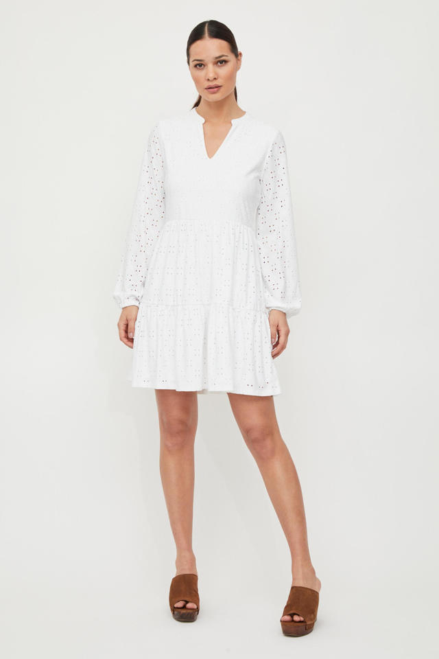 VILA A-lijn jurk VIKAWA van gerecycled polyester wit | wehkamp
