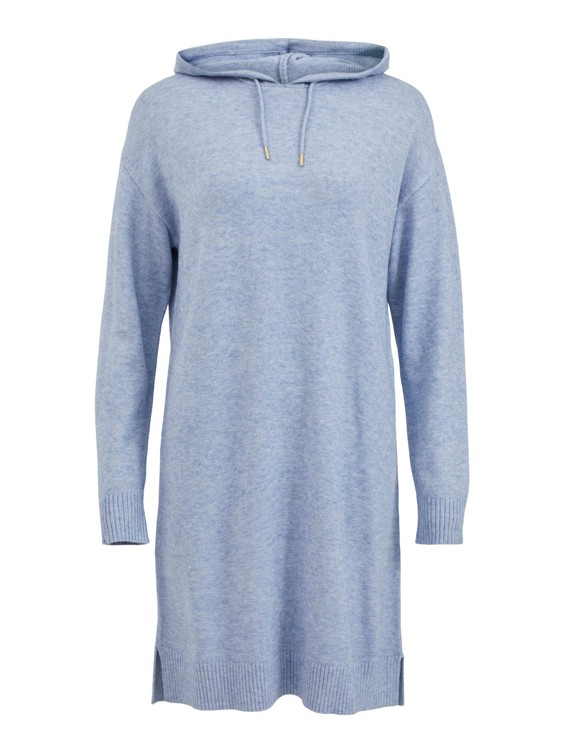 Vila Viril Hoodie Knit Dress , Blauw, Dames online kopen