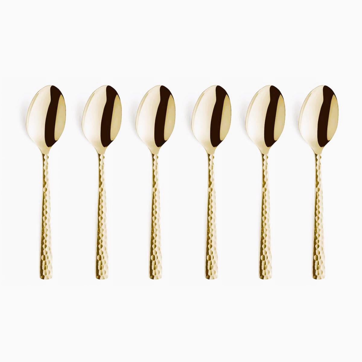 VOANZO Theelepels set van 6 met theelepelsteun, gouden