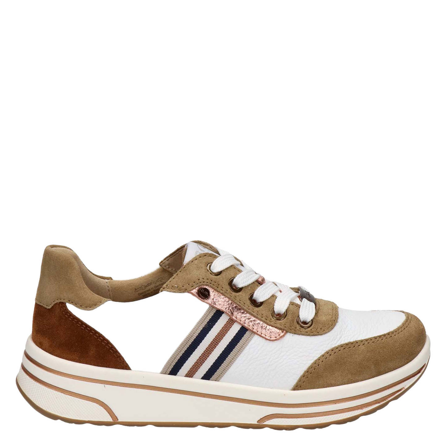 Ara comfort leren veterschoenen wit/bruin | wehkamp