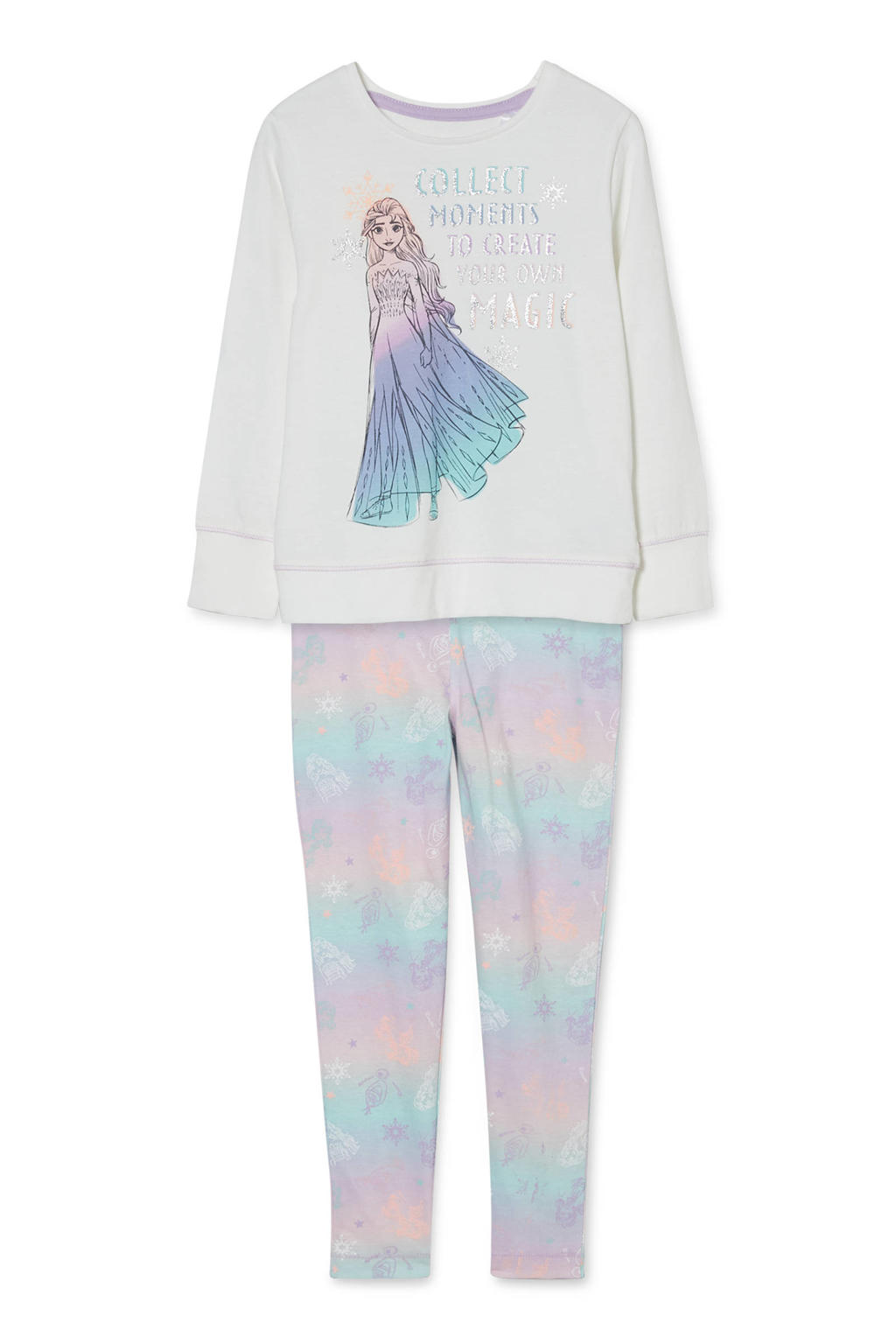 C&A Frozen pyjama met biologisch katoen wit/lichtblauw