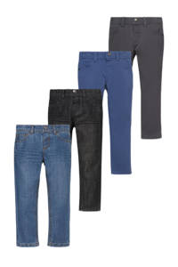 Set van 4 blauw, zwart en grijze jongens C&A slim fit thermo jeans broek van katoen met regular waist