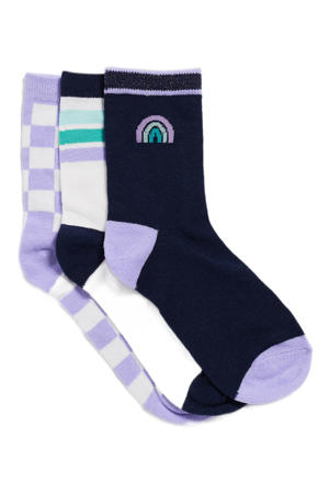sokken met print - set van 3 lila