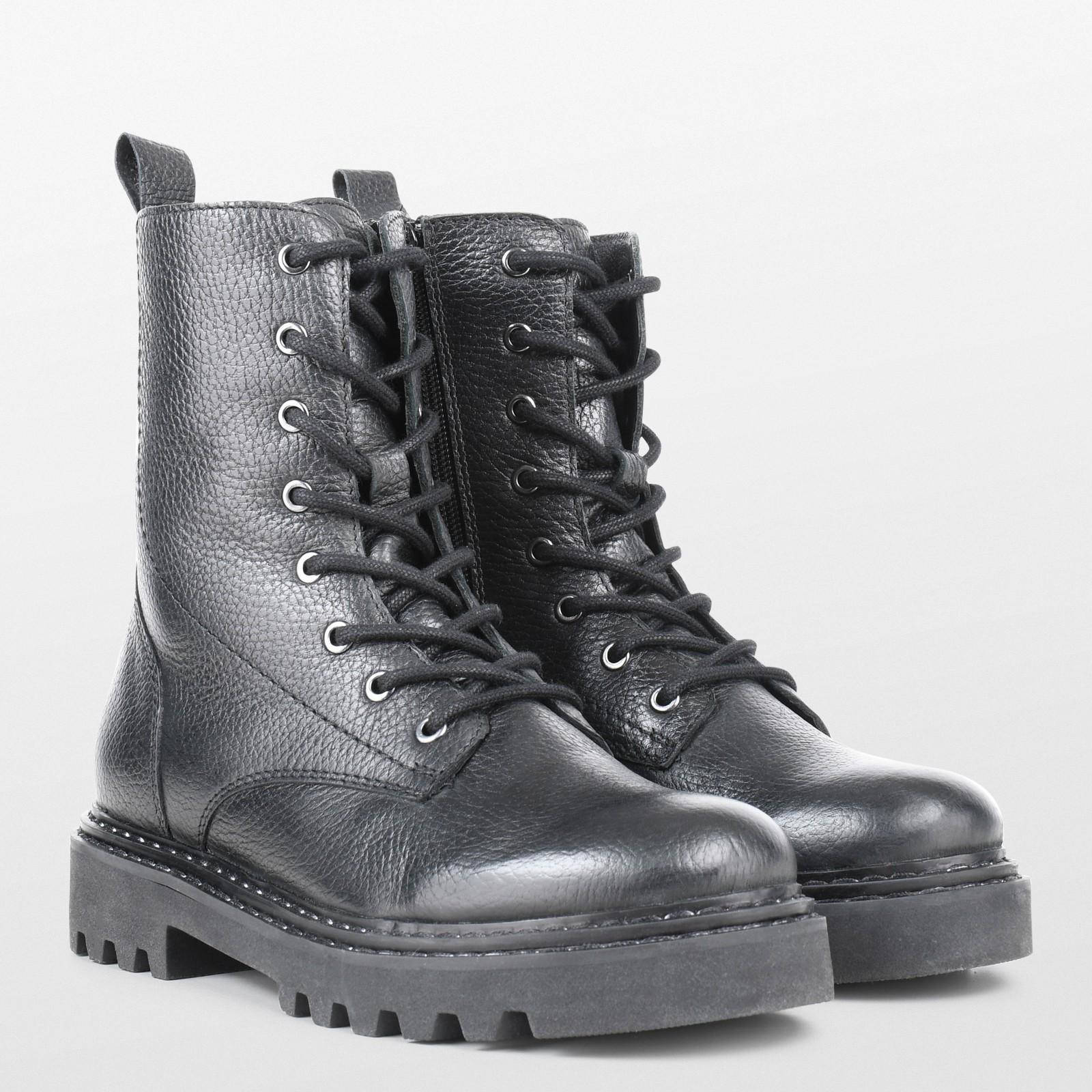 PS Poelman Saturno leren veterboots zwart | wehkamp