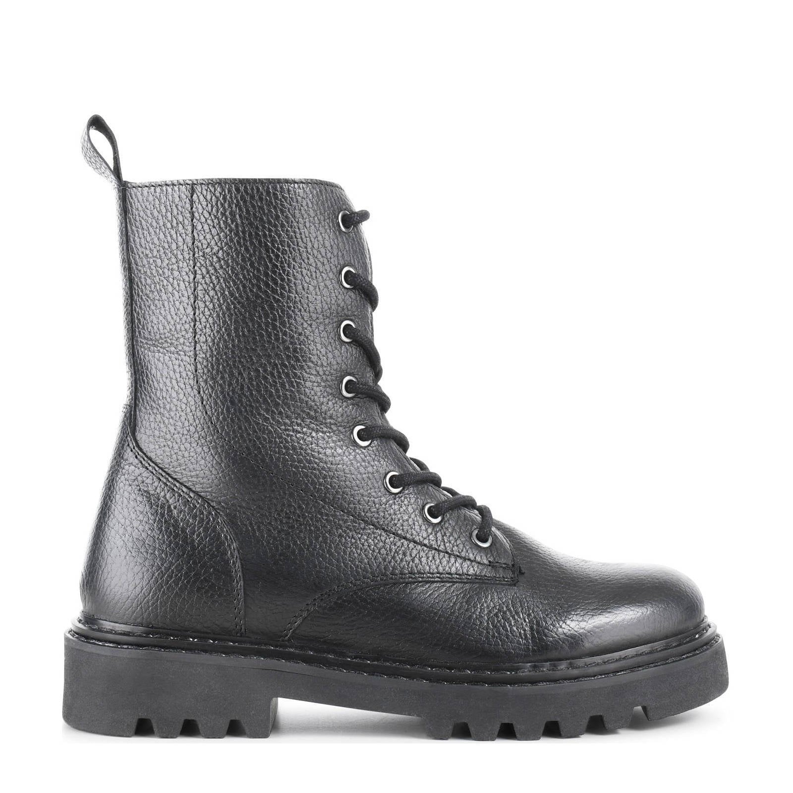 PS Poelman veterboots zwart - Damesschoenen.nl