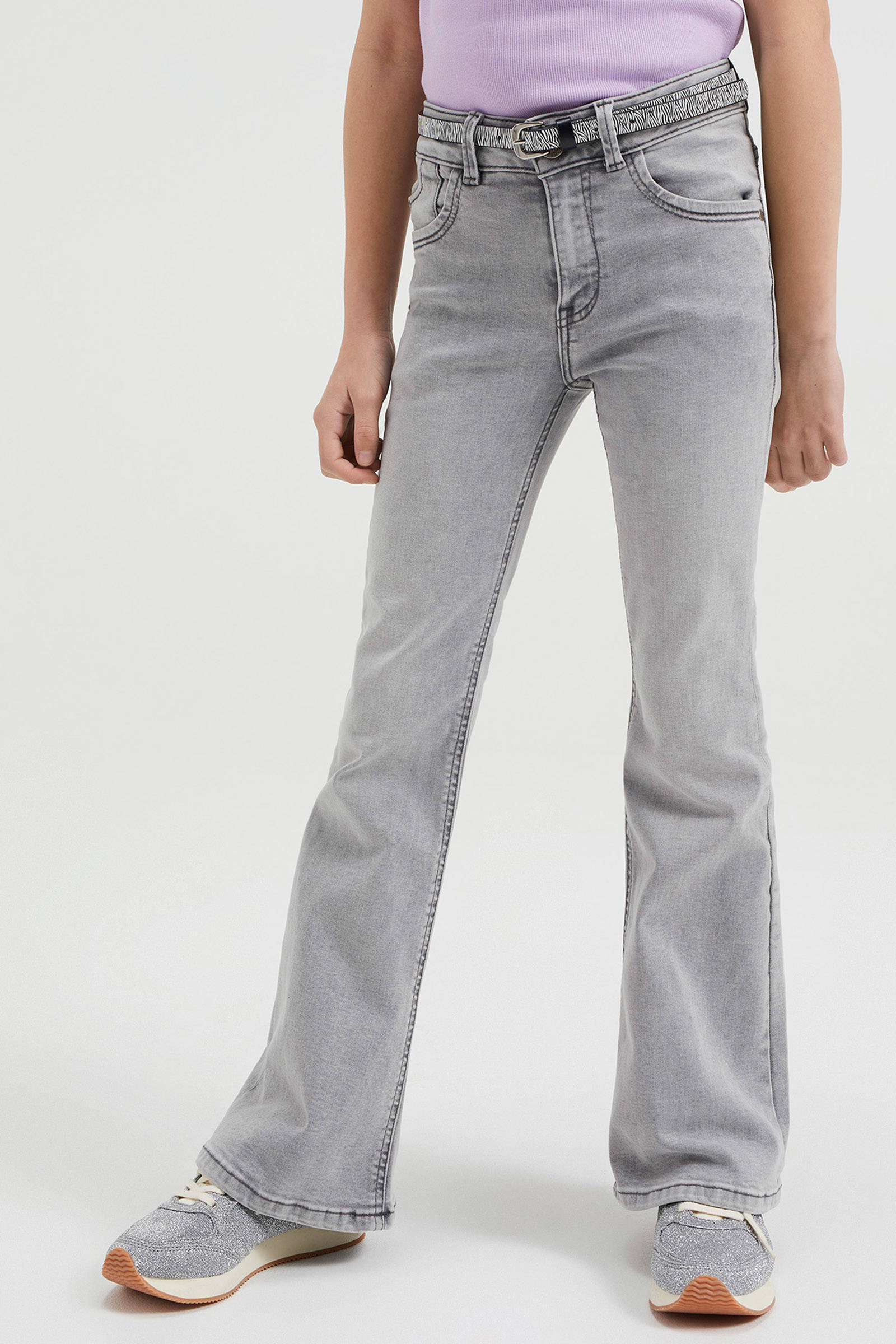 WE Fashion Blue Ridge flared jeans soft grey denim | wehkamp