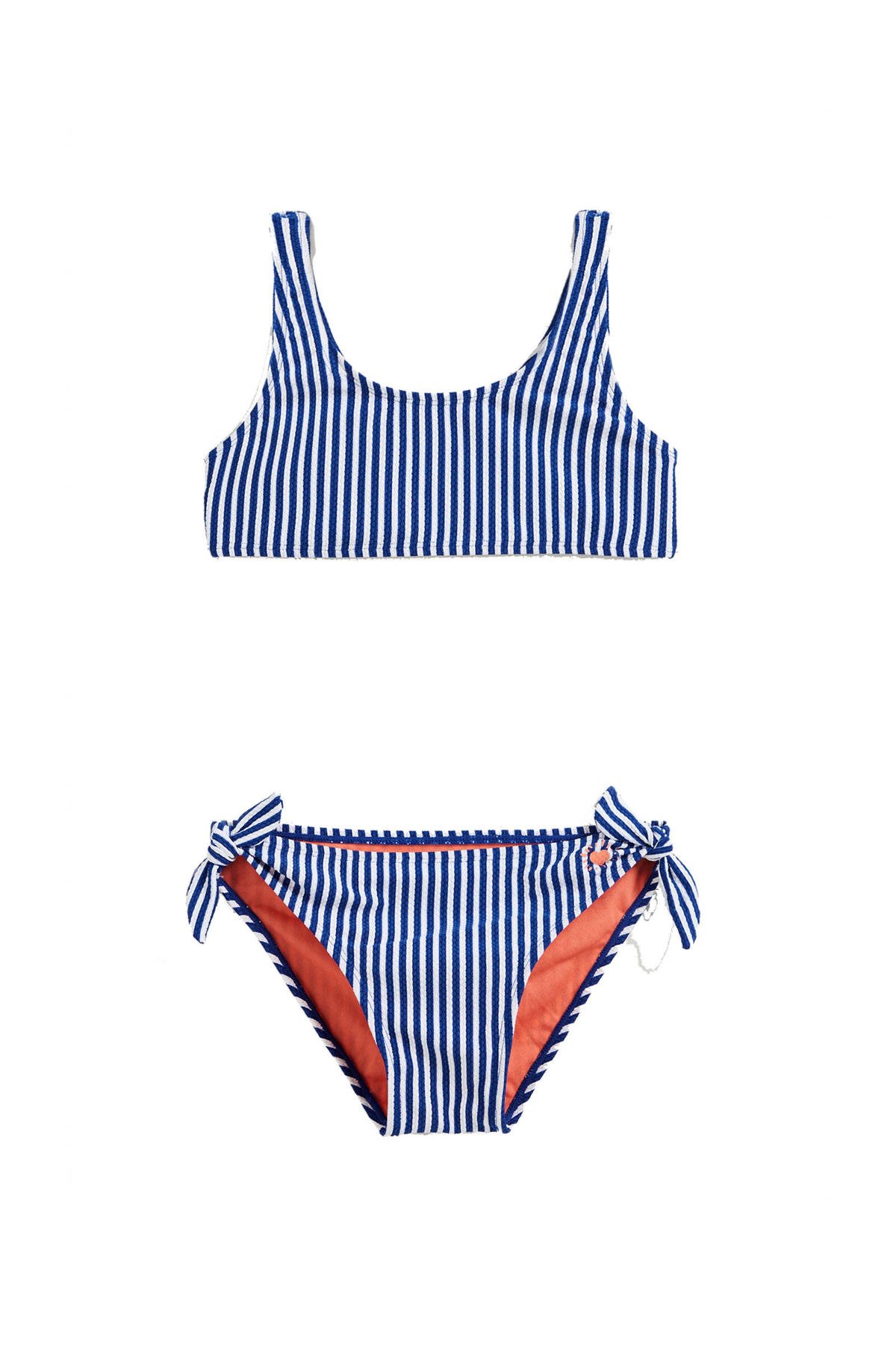 flauw schipper Score WE Fashion gestreepte crop bikini blauw/wit | wehkamp