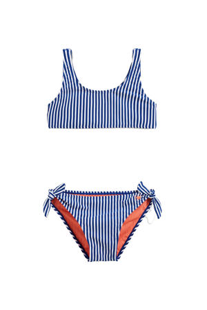 gestreepte crop bikini blauw/wit