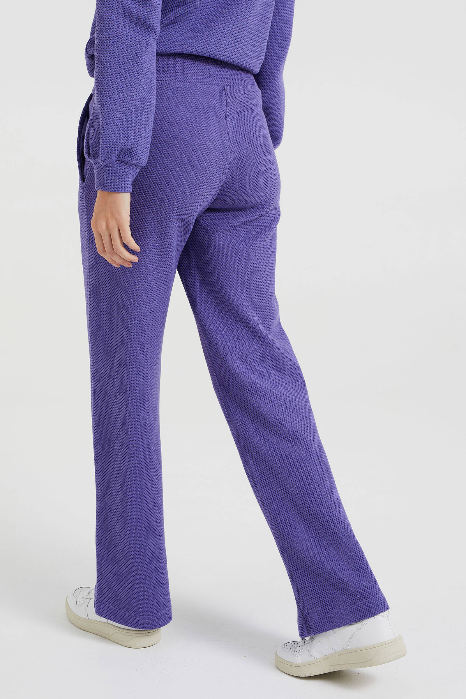 WE Fashion wide leg palazzo broek met textuur paars | wehkamp