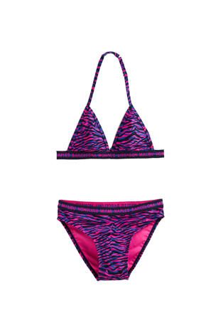 triangel bikini met zebraprint roze/paars