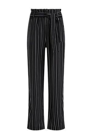 gestreepte straight fit broek zwart/wit