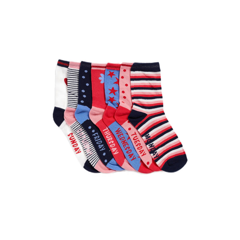 WE Fashion sokken met print set van 7 multi