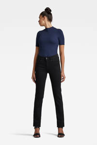 Zwarte dames G-Star RAW Noxer Straight high waist straight fit jeans van duurzaam stretchdenim met rits- en knoopsluiting