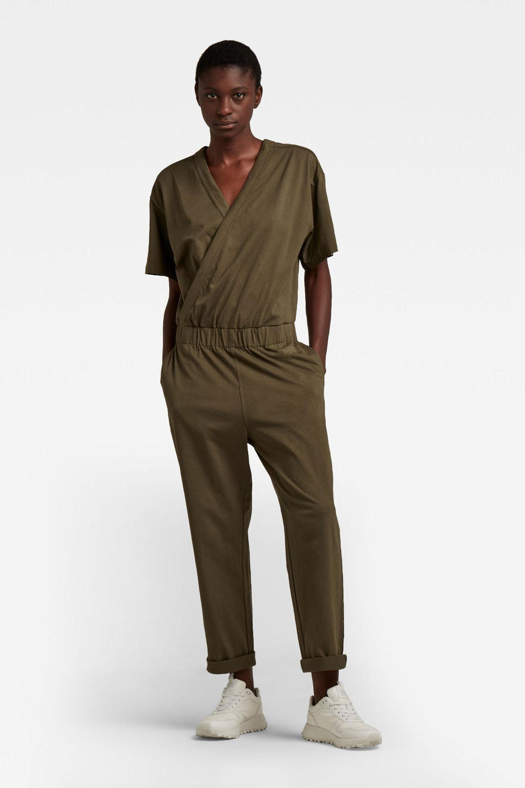 G-Star RAW jumpsuit van biologisch katoen olijfgroen