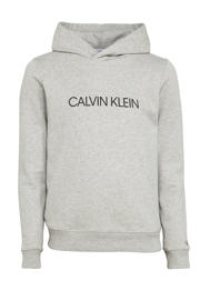 thumbnail: Grijs melange jongens en meisjes CALVIN KLEIN JEANS hoodie melange van sweat materiaal met logo dessin, lange mouwen, capuchon en geribde boorden