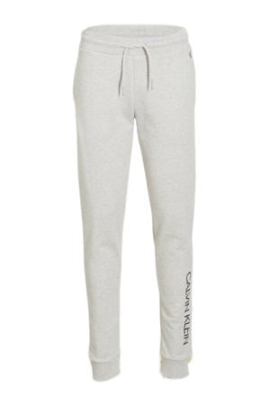 regular fit joggingbroek van katoen grijs melange