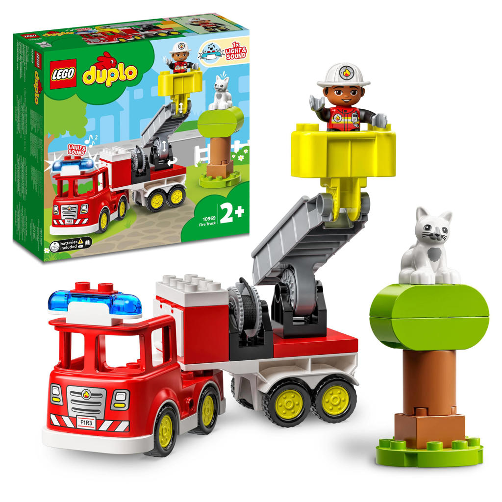 LEGO DUPLO Town Brandweerauto, Educatief Peuter Speelgoed met Dieren Figuur 10969