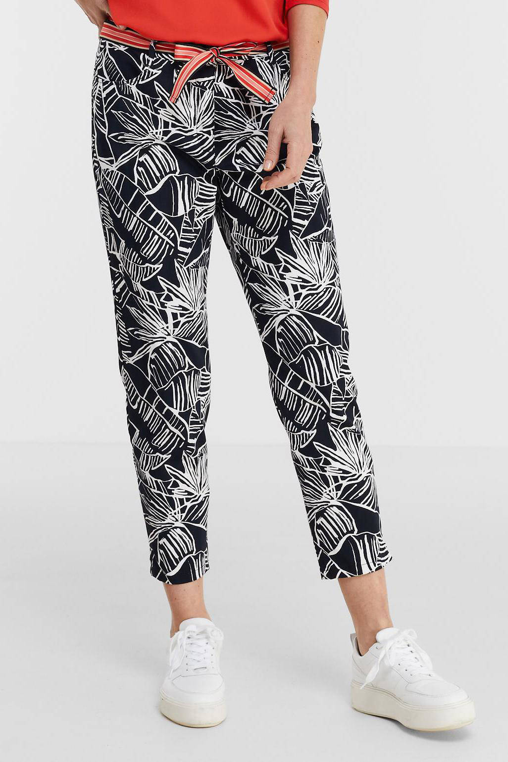 Betty Barclay straight fit broek Mila met grafische print donkerblauw/wit |  wehkamp
